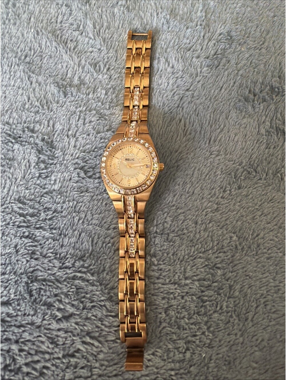 Relic by Fossil ZR11778 Women’s Gold Tone Crystal Watch Quartz Date
